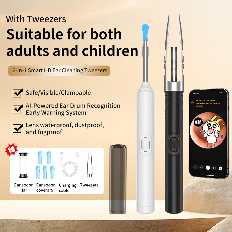 NonaEar™ 2‑in‑1 AI Visual Ear‑Wax Remover with Ear Spoon & Tweezer