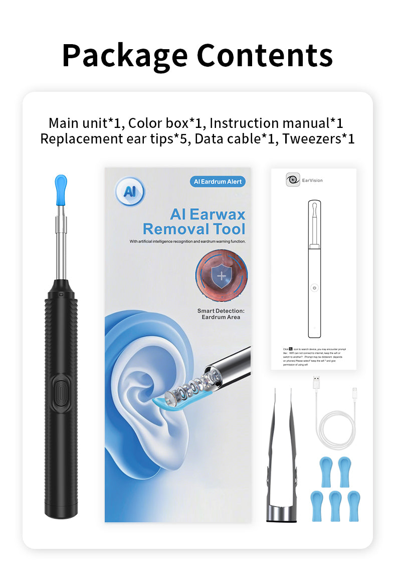 NonaEar™ 2‑in‑1 AI Visual Ear‑Wax Remover with Ear Spoon & Tweezer